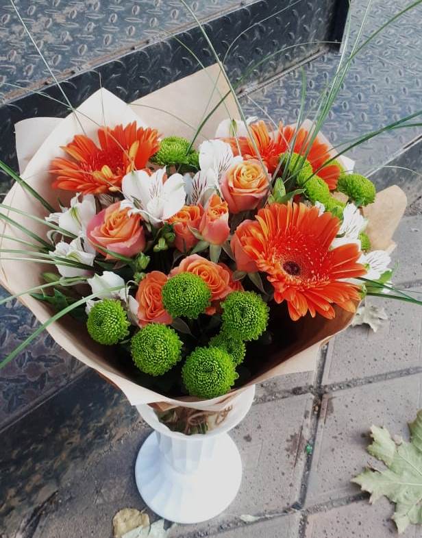 Букет цветов из: Герберы, Хризантемы, Альстромерии и Розы в Воздвиженском Ставропольского края
