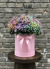 Цветочная композиция из Гипсофила и Розы в шляпной коробке #REPLACE_PRED# Воздвиженском Ставропольского края