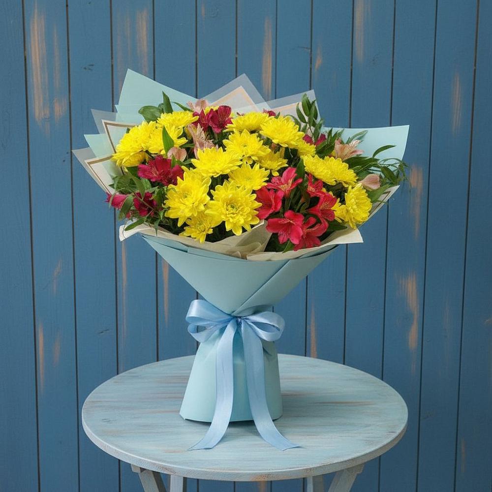 Букет цветов из: Альстромерии и Хризантемы в Воздвиженском Ставропольского края