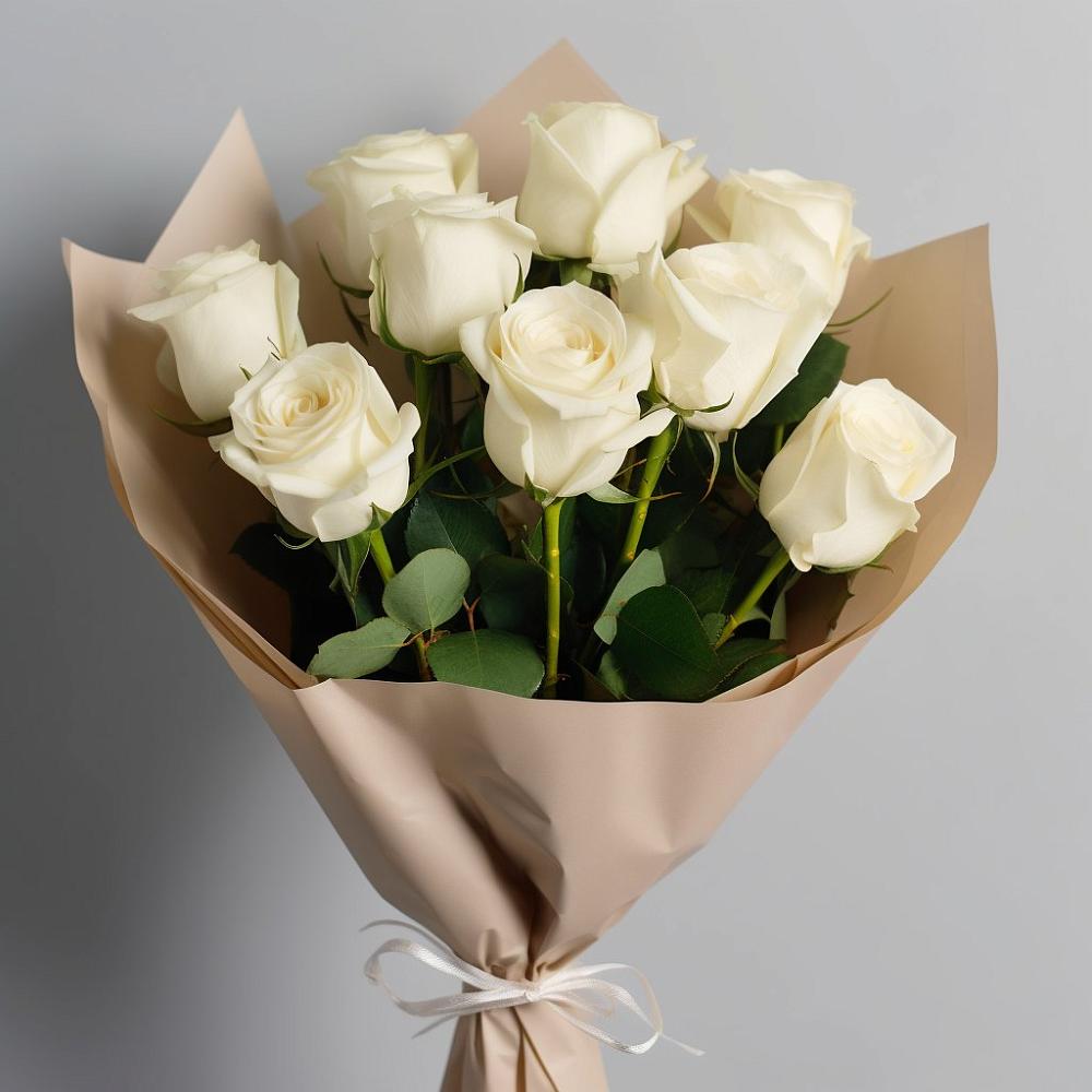 Букет 9 Белых роз Эдлесс Лав в Воздвиженском Ставропольского края