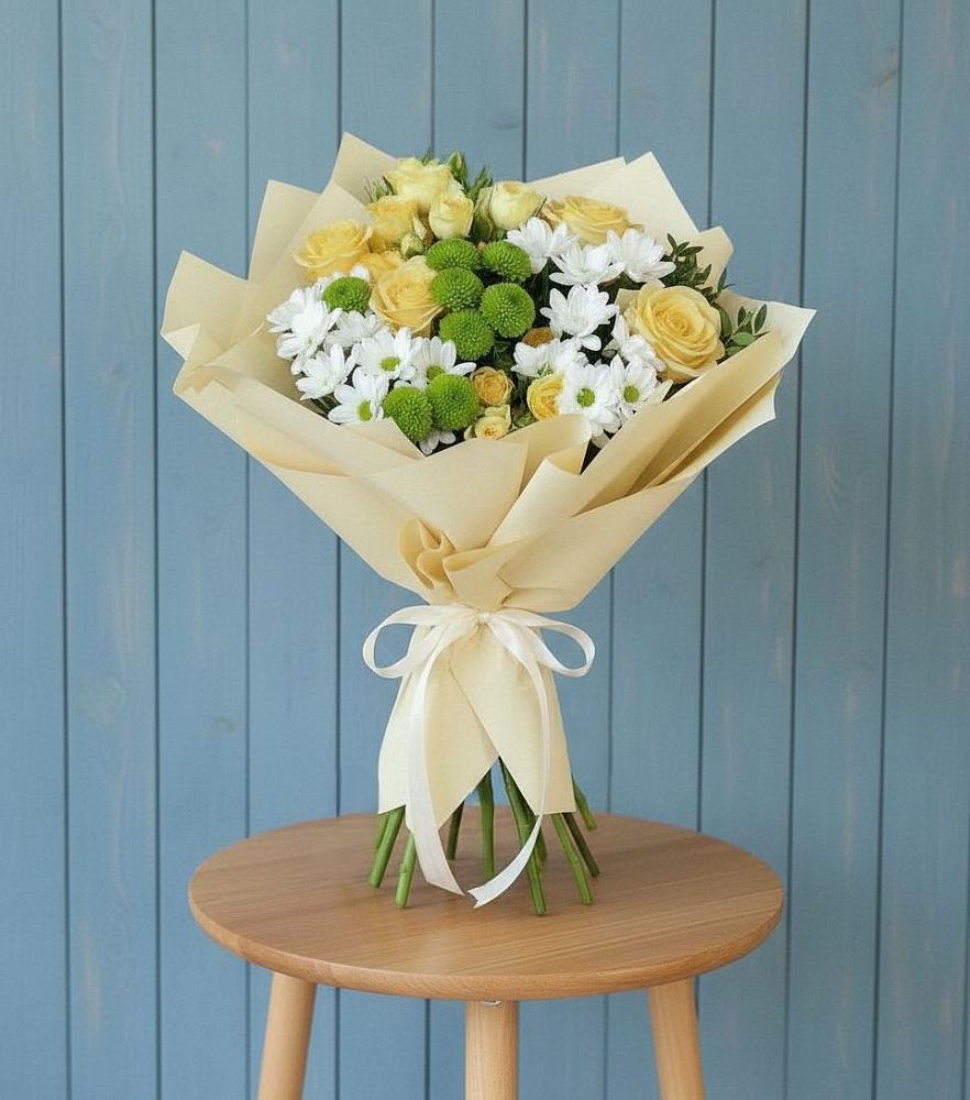 Букет цветов из: Хризантемы и Розы в Воздвиженском Ставропольского края