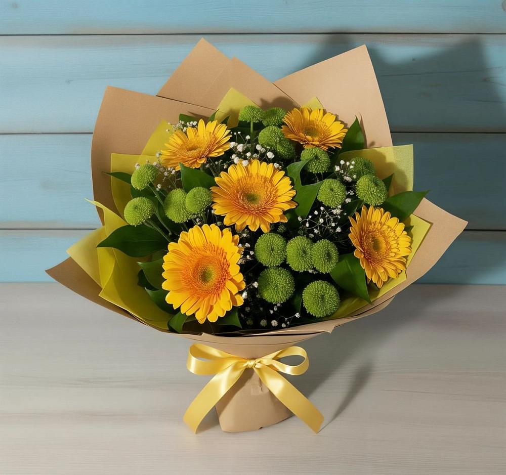 Букет цветов из: Герберы и Хризантемы в Воздвиженском Ставропольского края