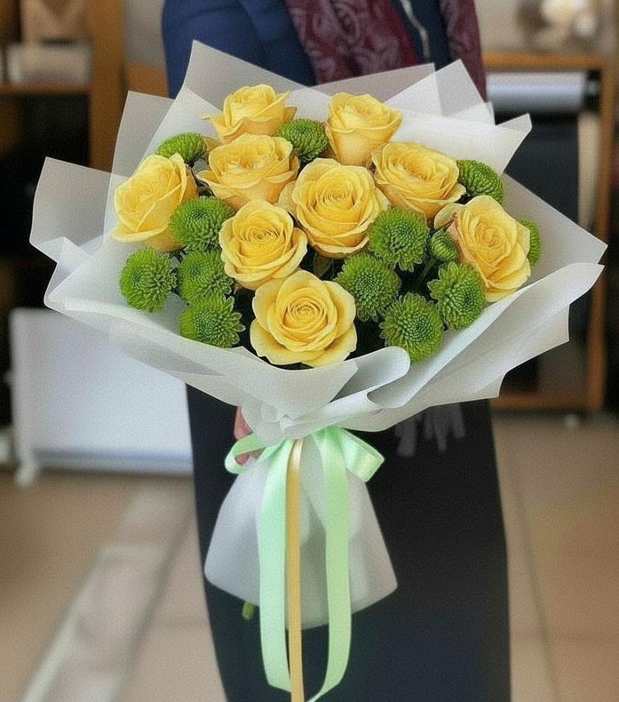 Букет цветов из: Хризантемы и Розы в Воздвиженском Ставропольского края