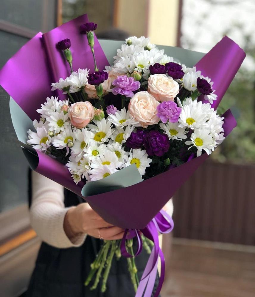 Букет цветов из: Хризантемы, Гвоздики и Розы в Воздвиженском Ставропольского края