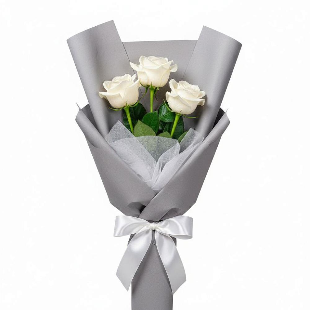 Букет 3 белые розы в Воздвиженском Ставропольского края