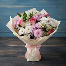 Букет цветов из:  Хризантемы, Альстромерии и Розы #REPLACE_PRED# Воздвиженском Ставропольского края