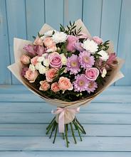 Букет цветов из:  Хризантемы, Розы и Альстромерии в Воздвиженском Ставропольского края