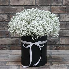 Цветочная композиция из Гипсофила в шляпной коробке в Воздвиженском Ставропольского края