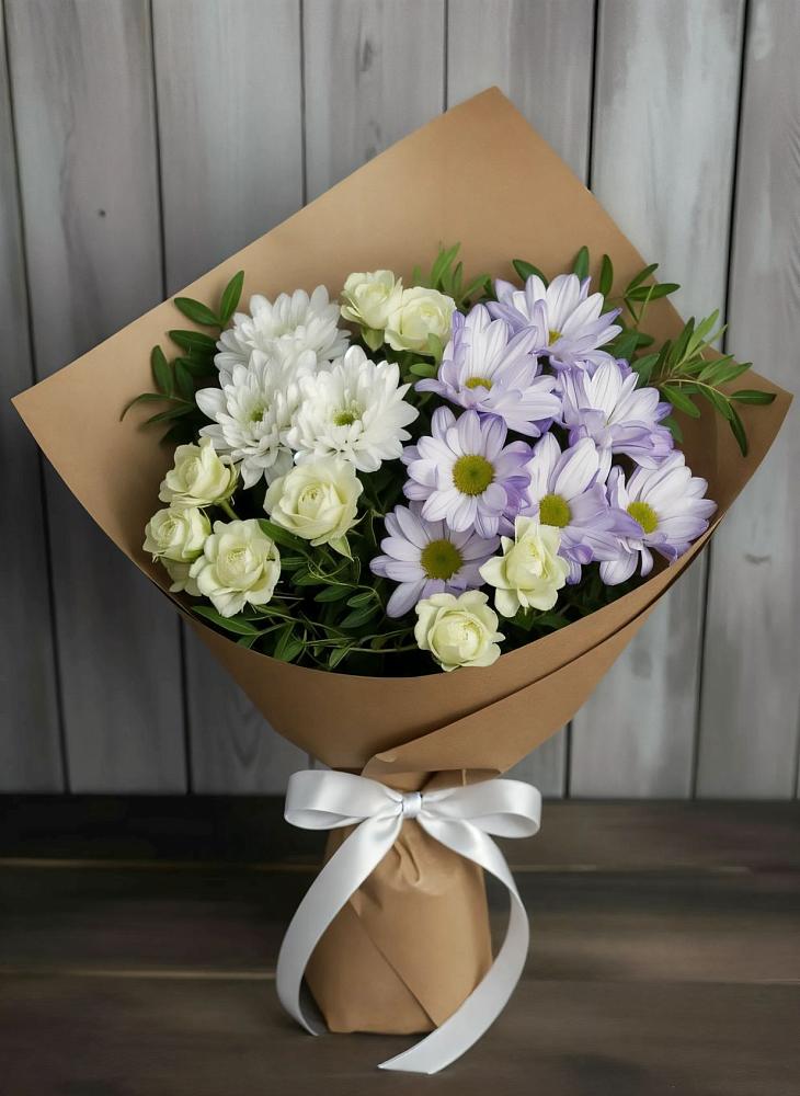 Букет цветов из: Хризантемы и Розы в Воздвиженском Ставропольского края